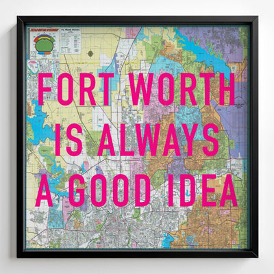 Fort Worth Retro Pop Art Map Print (square) - Magic Posters