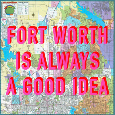 Fort Worth Retro Pop Art Map Print (square)