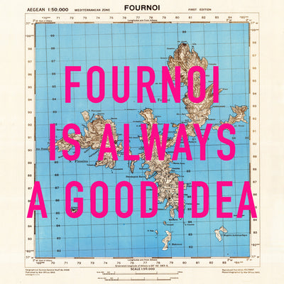 Fournoi Korseon Greek Island Retro Pop Art Map Print (square)