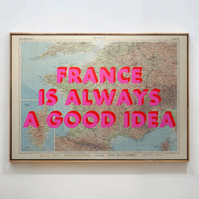 France Retro Pop Art Map Print - Magic Posters