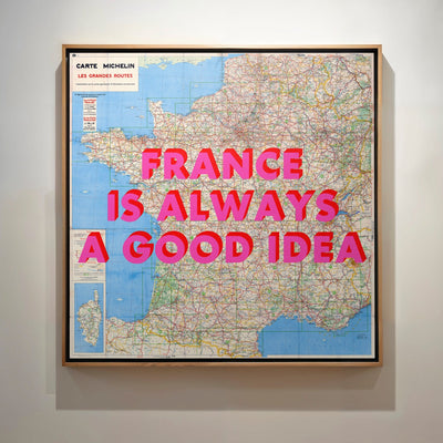 France Retro Pop Art Map Print (square) - Magic Posters