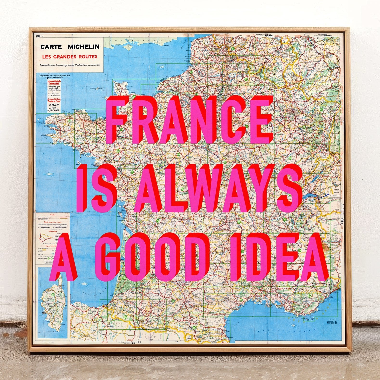 France Retro Pop Art Map Print (square) - Magic Posters