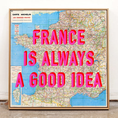 France Retro Pop Art Map Print (square) - Magic Posters