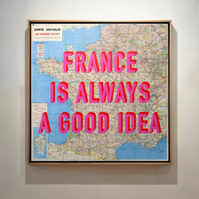France Retro Pop Art Map Print (square) - Magic Posters