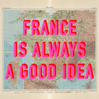 France Retro Pop Art Map Print (square)