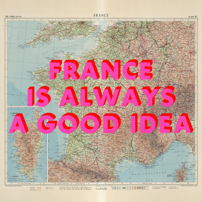 France Retro Pop Art Map Print (square)