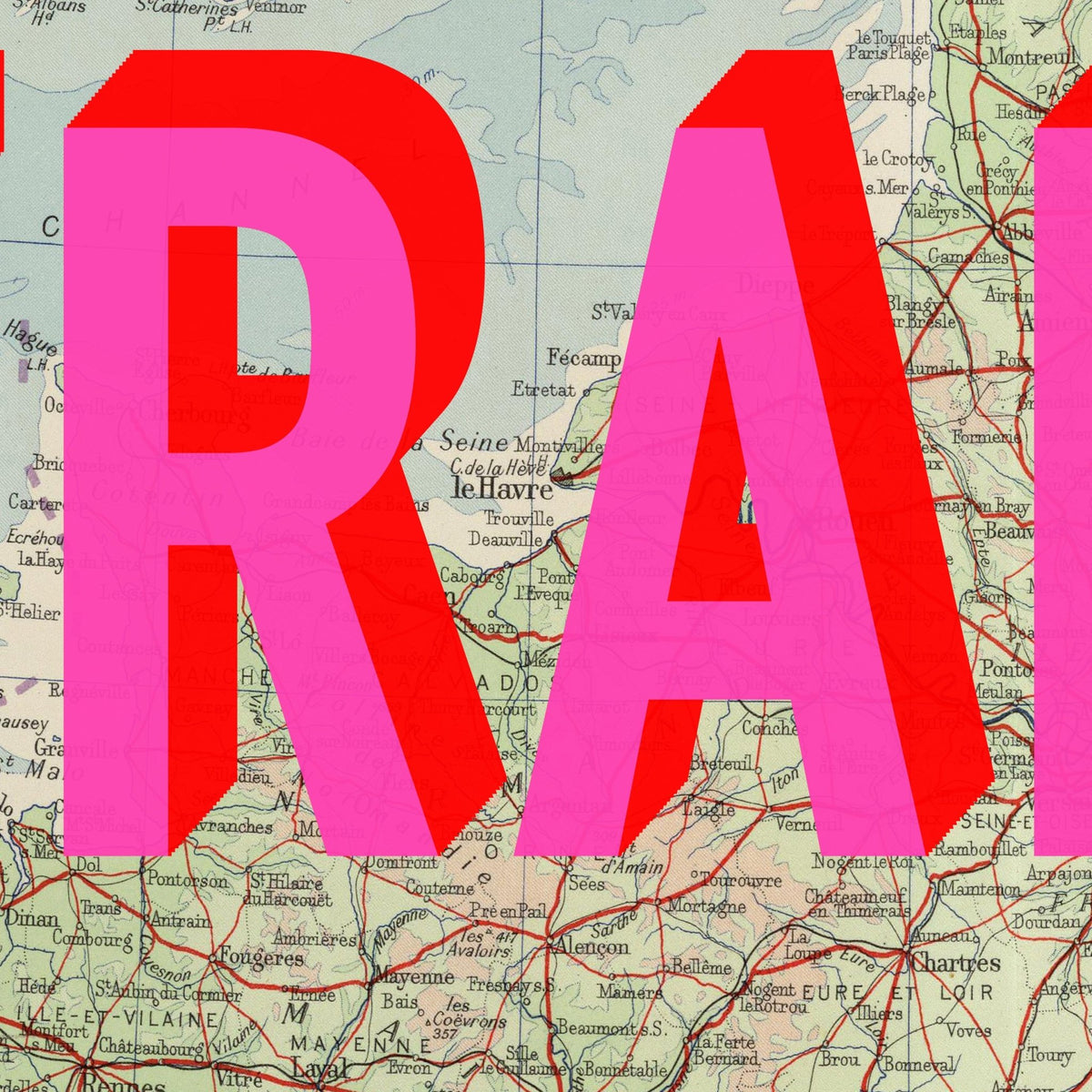 France Retro Pop Art Map Print