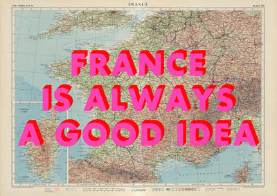 France Retro Pop Art Map Print