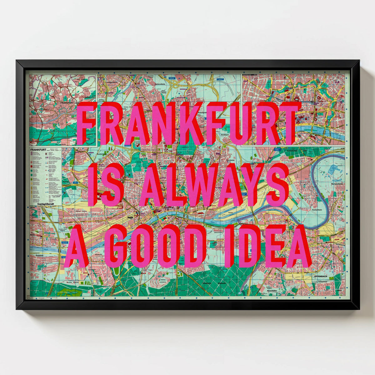 Frankfurt Retro Pop Art Map Print (landscape) - Magic Posters
