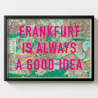 Frankfurt Retro Pop Art Map Print (landscape) - Magic Posters