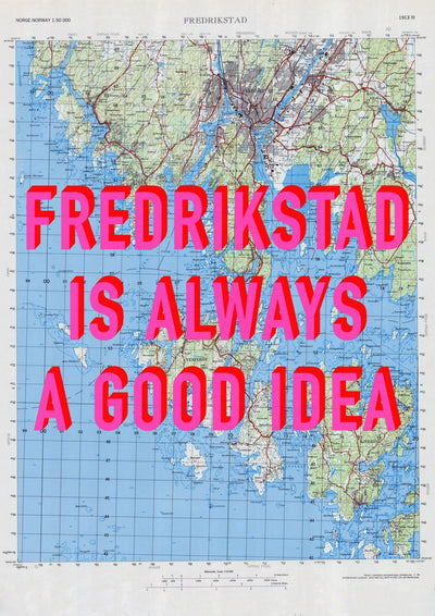 Fredrikstad Retro Pop Art Map Print (portrait) - Magic Posters
