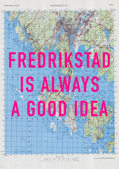 Fredrikstad Retro Pop Art Map Print (portrait) - Magic Posters