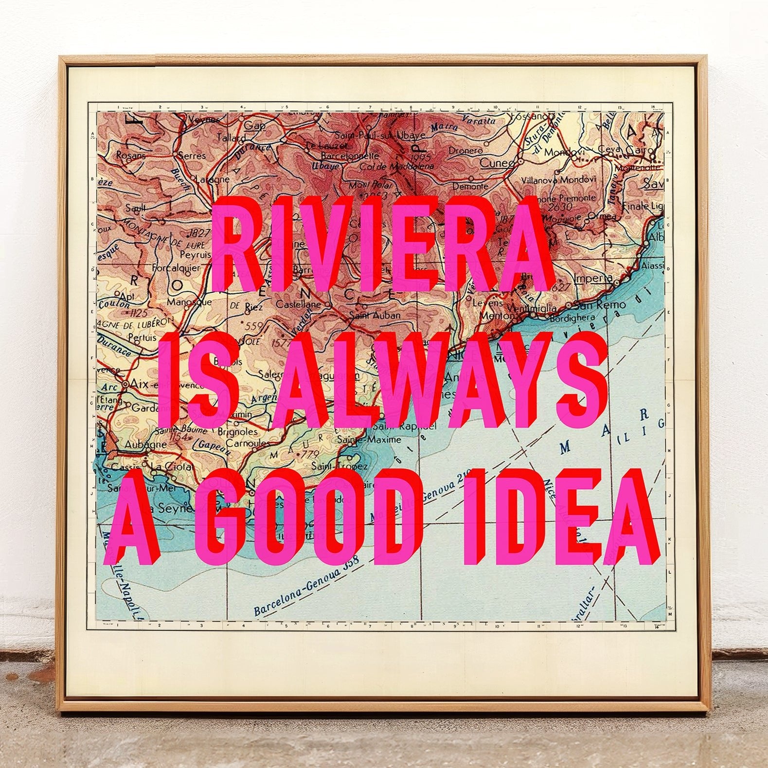 French Riviera Retro Pop Art Map Print (France) - Magic Posters