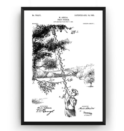 Fruit Picker 1903 Patent Print - Magic Posters