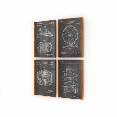 Funfair Set Of 4 Patent Prints - Magic Posters
