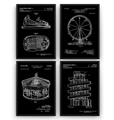 Funfair Set Of 4 Patent Prints - Magic Posters