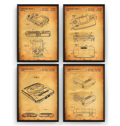 Gamer Set Of 4 Patent Prints - Magic Posters