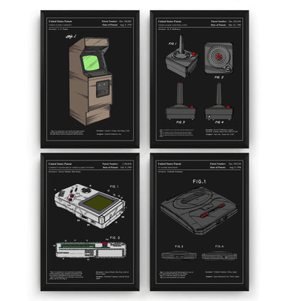 Gaming Set Of 4 Colourised Patent Prints - Magic Posters