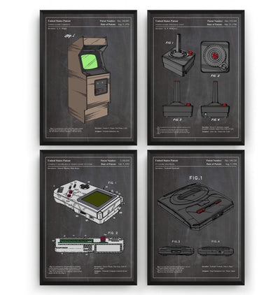 Gaming Set Of 4 Colourised Patent Prints - Magic Posters