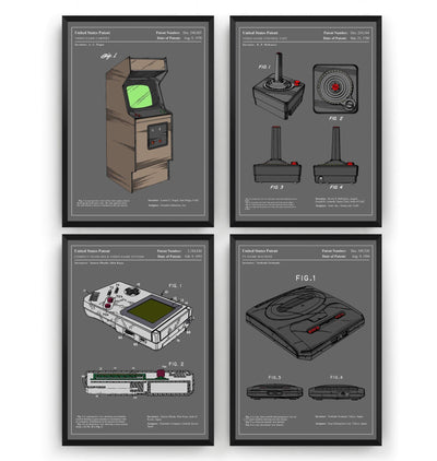 Gaming Set Of 4 Colourised Patent Prints - Magic Posters
