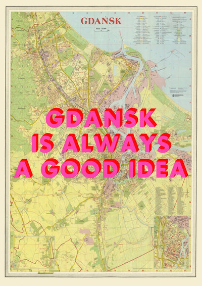 Gdansk Retro Pop Art Map Print (portrait) - Magic Posters