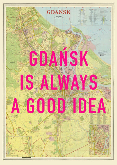 Gdansk Retro Pop Art Map Print (portrait) - Magic Posters