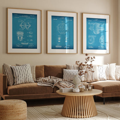 Gear Cog Set Of 3 Patent Prints - Magic Posters
