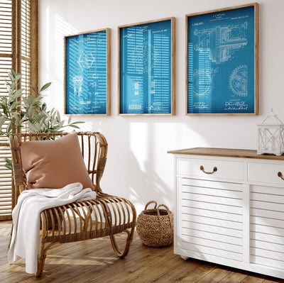 Gear Cog Set Of 3 Patent Prints - Magic Posters