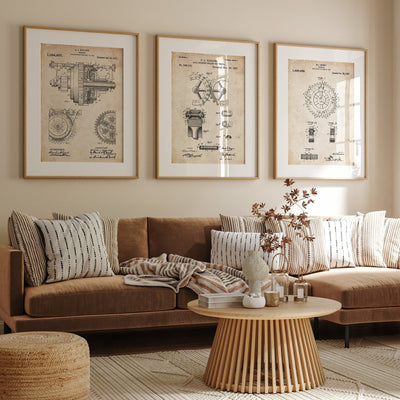 Gear Cog Set Of 3 Patent Prints - Magic Posters