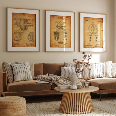 Gear Cog Set Of 3 Patent Prints - Magic Posters