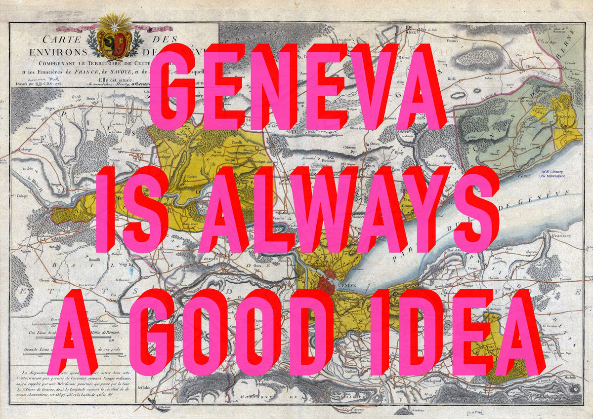 Geneva Retro Pop Art Map Print (landscape)
