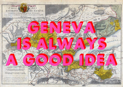 Geneva Retro Pop Art Map Print (landscape)