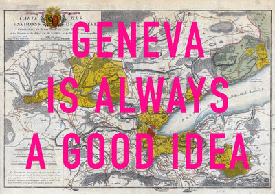 Geneva Retro Pop Art Map Print (landscape)