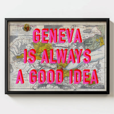 Geneva Retro Pop Art Map Print (landscape) - Magic Posters