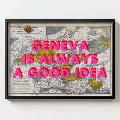 Geneva Retro Pop Art Map Print (landscape) - Magic Posters