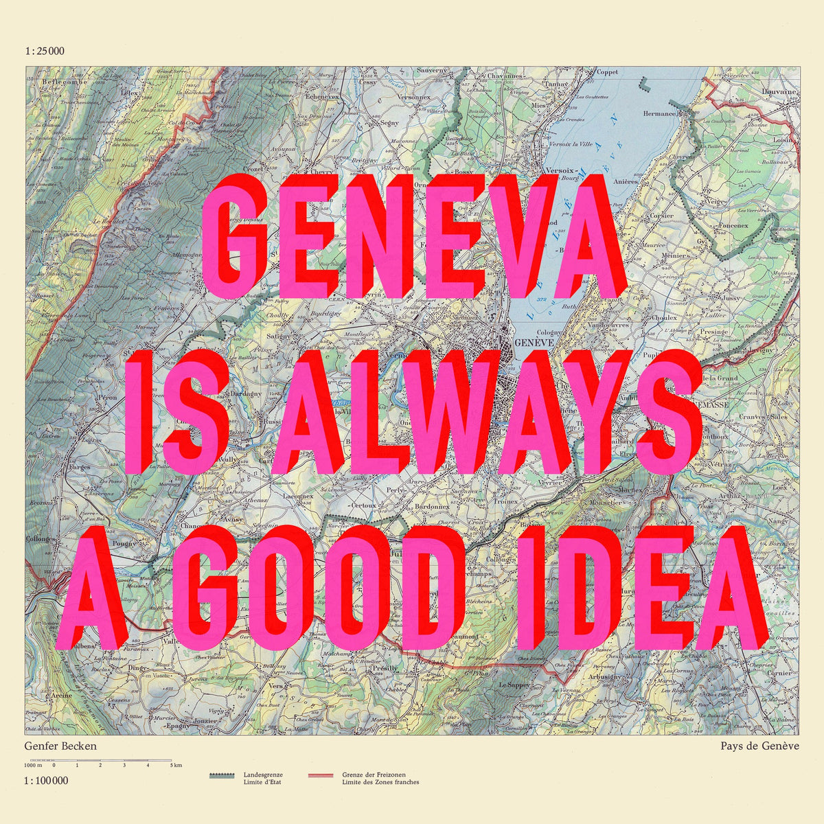 Geneva Retro Pop Art Map Print (square) - Magic Posters