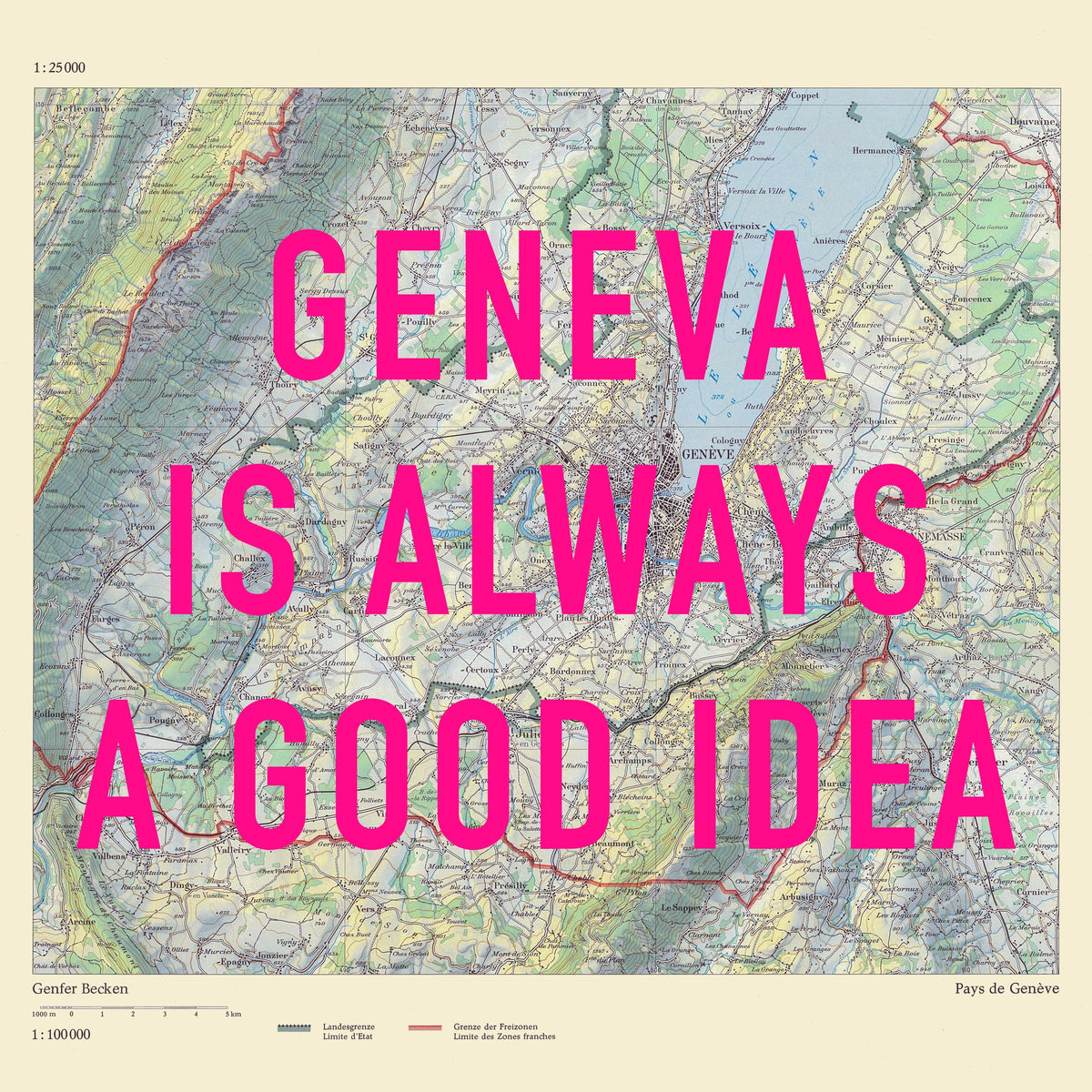 Geneva Retro Pop Art Map Print (square) - Magic Posters