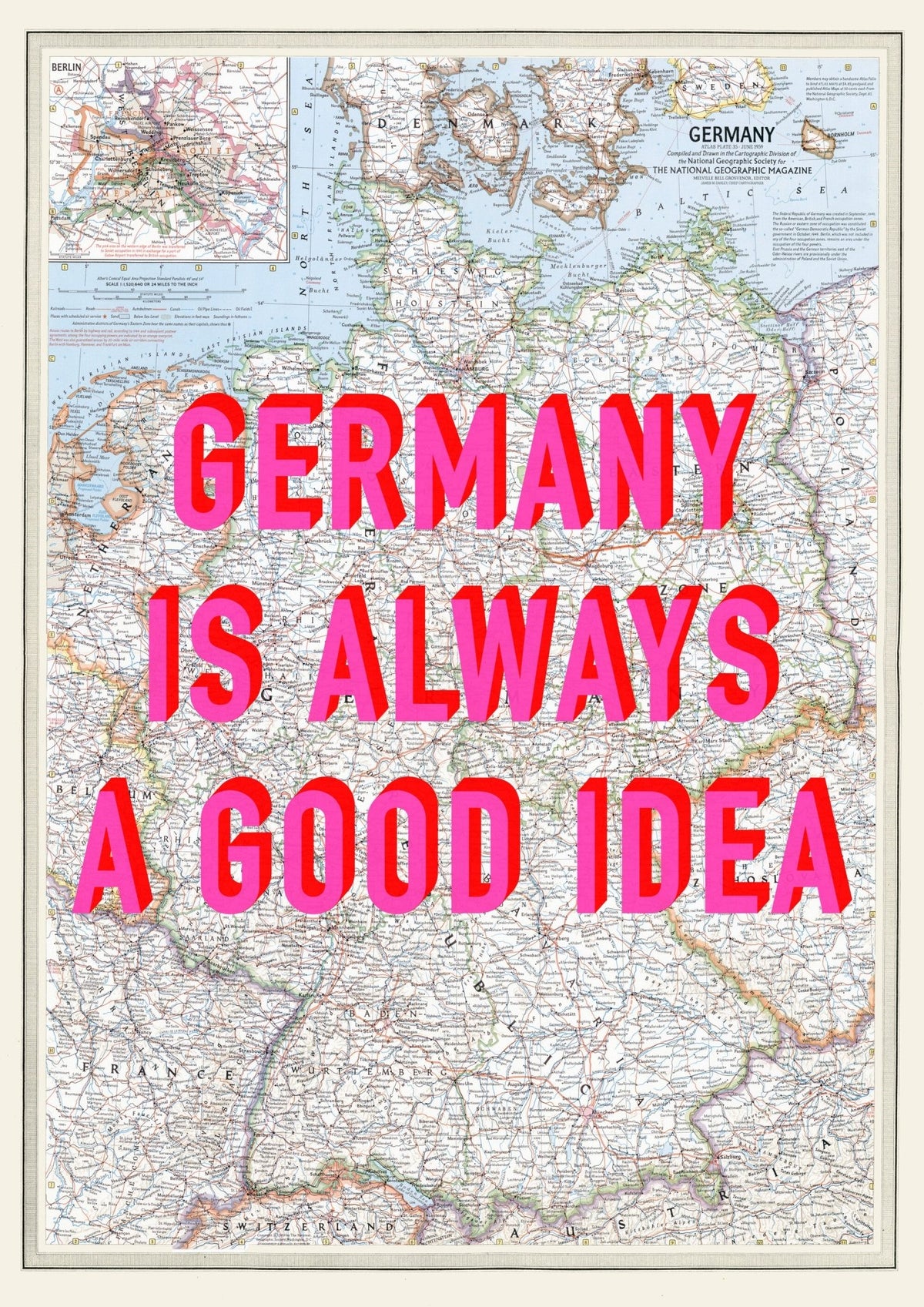 Germany Retro Pop Art Map Print (portrait) - Magic Posters