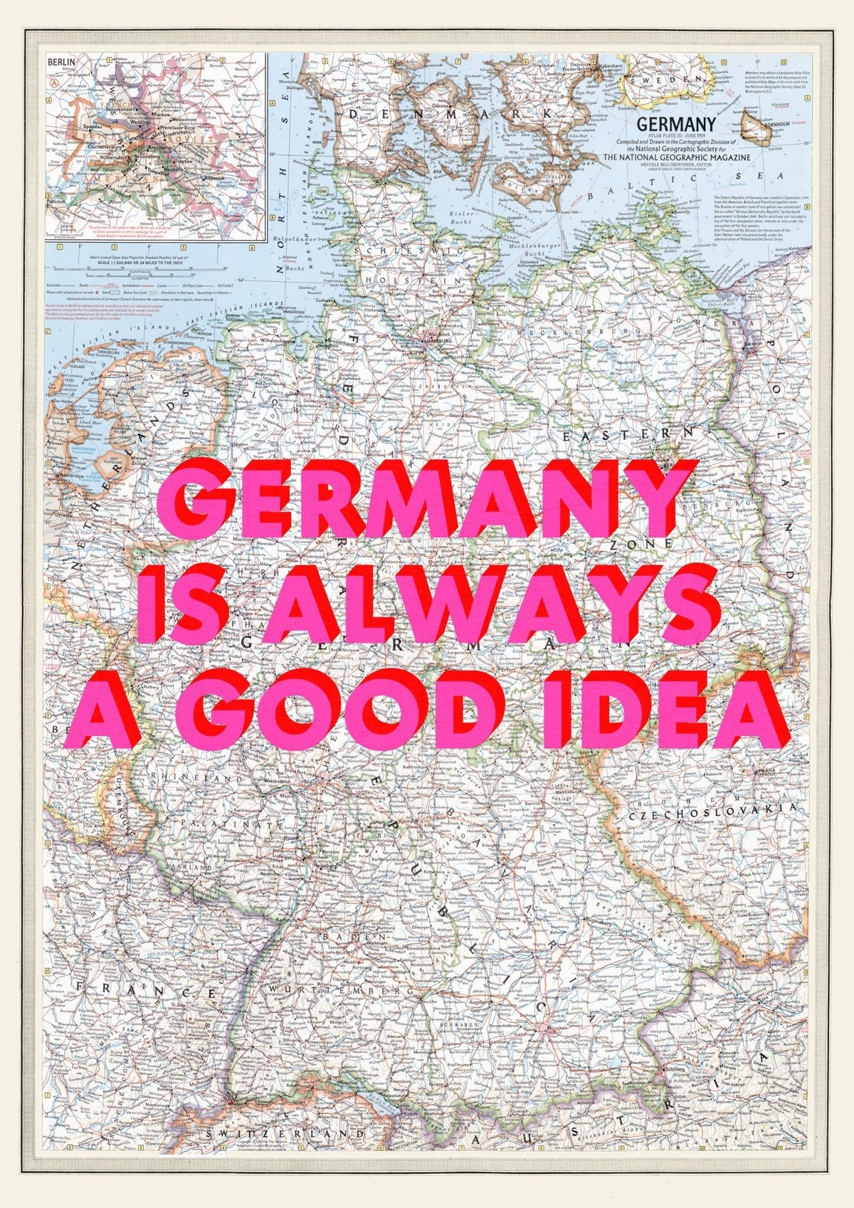 Germany Retro Pop Art Map Print (portrait) - Magic Posters