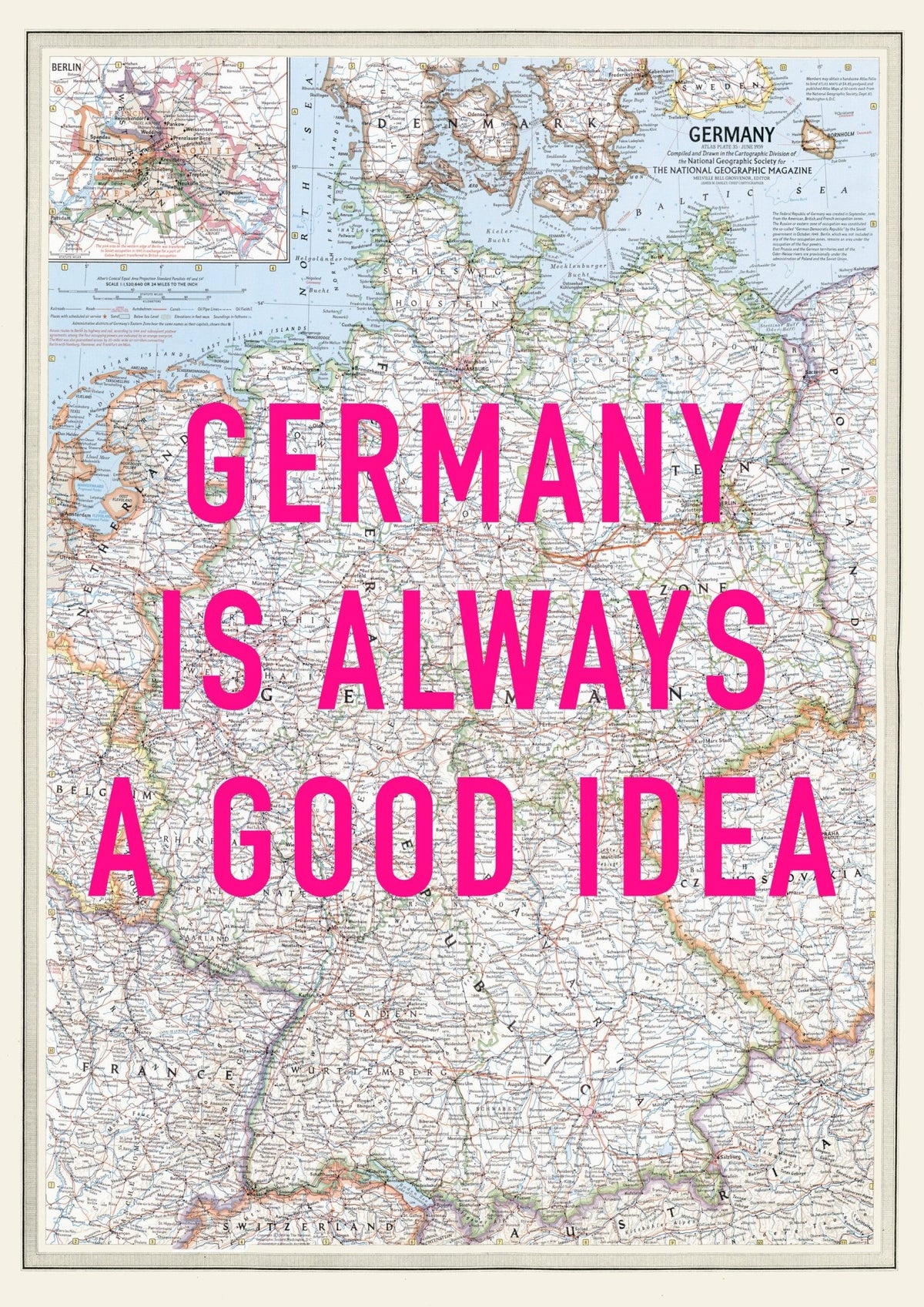 Germany Retro Pop Art Map Print (portrait) - Magic Posters