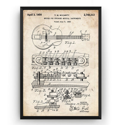Gibson ES-335 Guitar 1956 Patent Print - Magic Posters