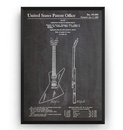 Gibson Explorer Guitar 1958 Patent Print - Magic Posters