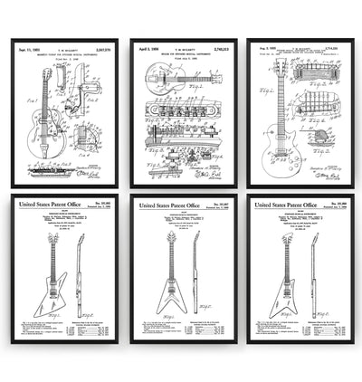 Gibson Guitar Set Of 6 Patent Prints - Magic Posters