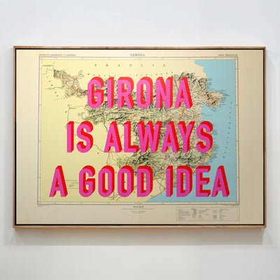 Girona Retro Pop Art Map Print Spain (landscape) - Magic Posters