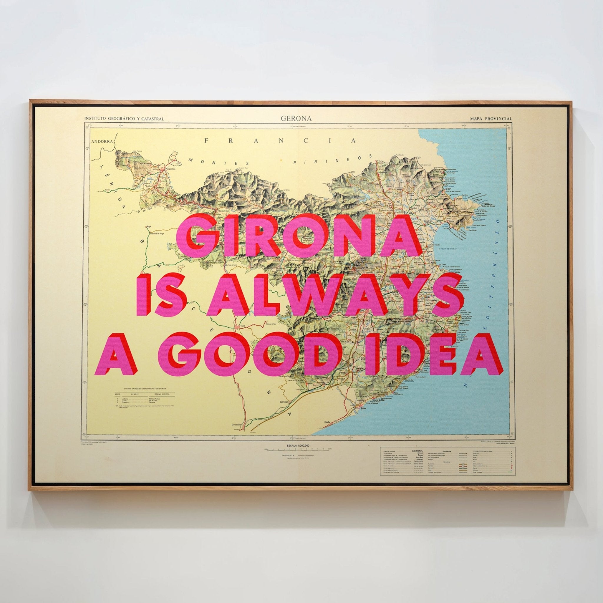 Girona Retro Pop Art Map Print Spain (landscape) - Magic Posters