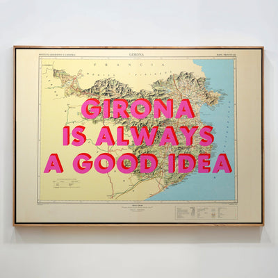 Girona Retro Pop Art Map Print Spain (landscape) - Magic Posters