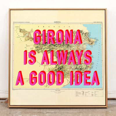 Girona Retro Pop Art Map Print (Square) - Magic Posters
