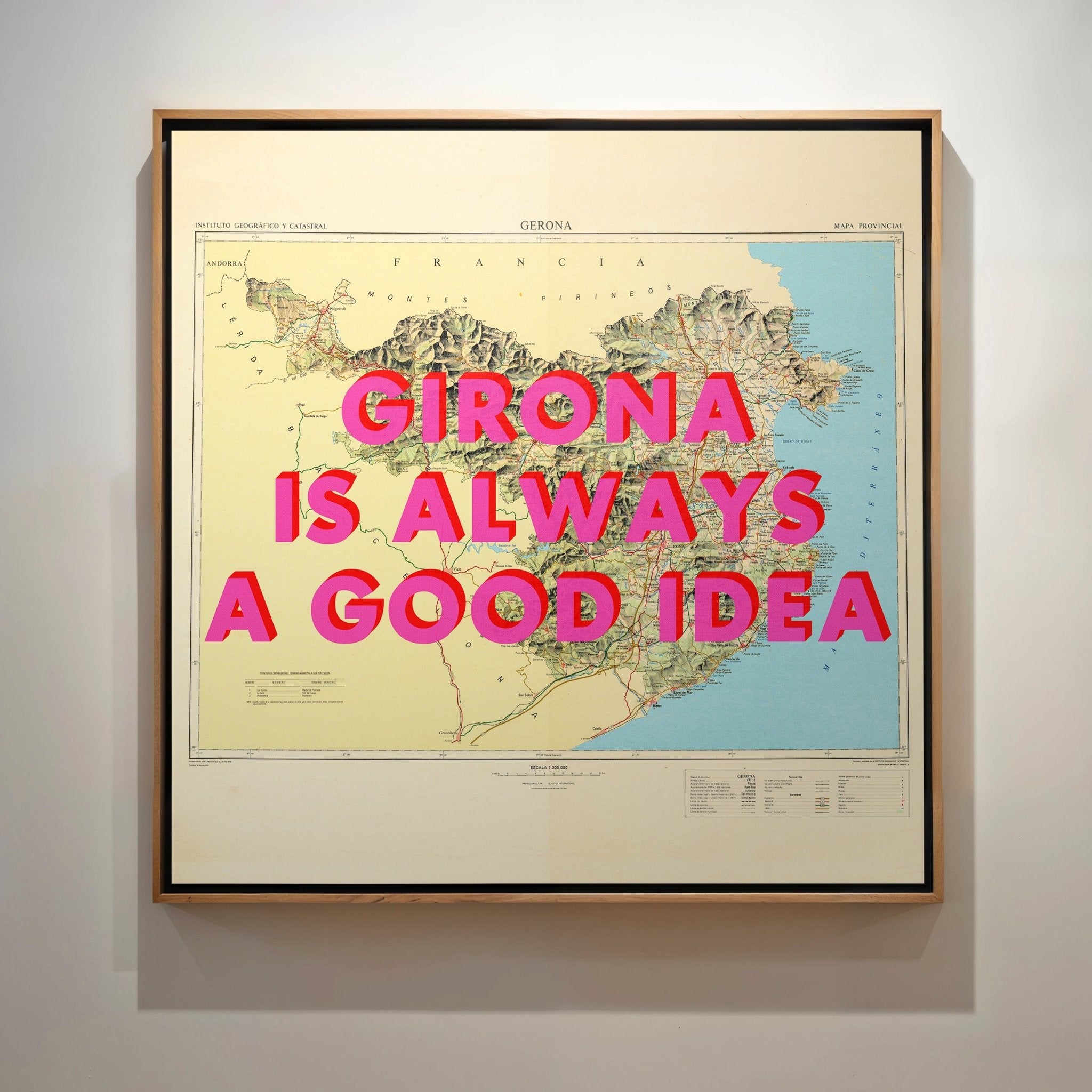 Girona Retro Pop Art Map Print (Square) - Magic Posters