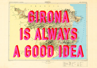 Girona Retro Pop Art Map Print Spain (landscape)