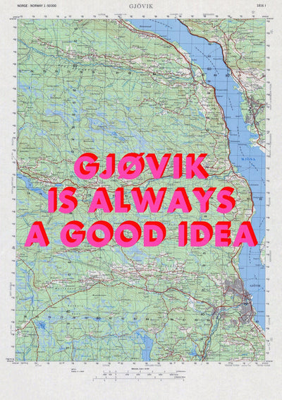 Gjøvik Retro Pop Art Map Print (portrait) - Magic Posters